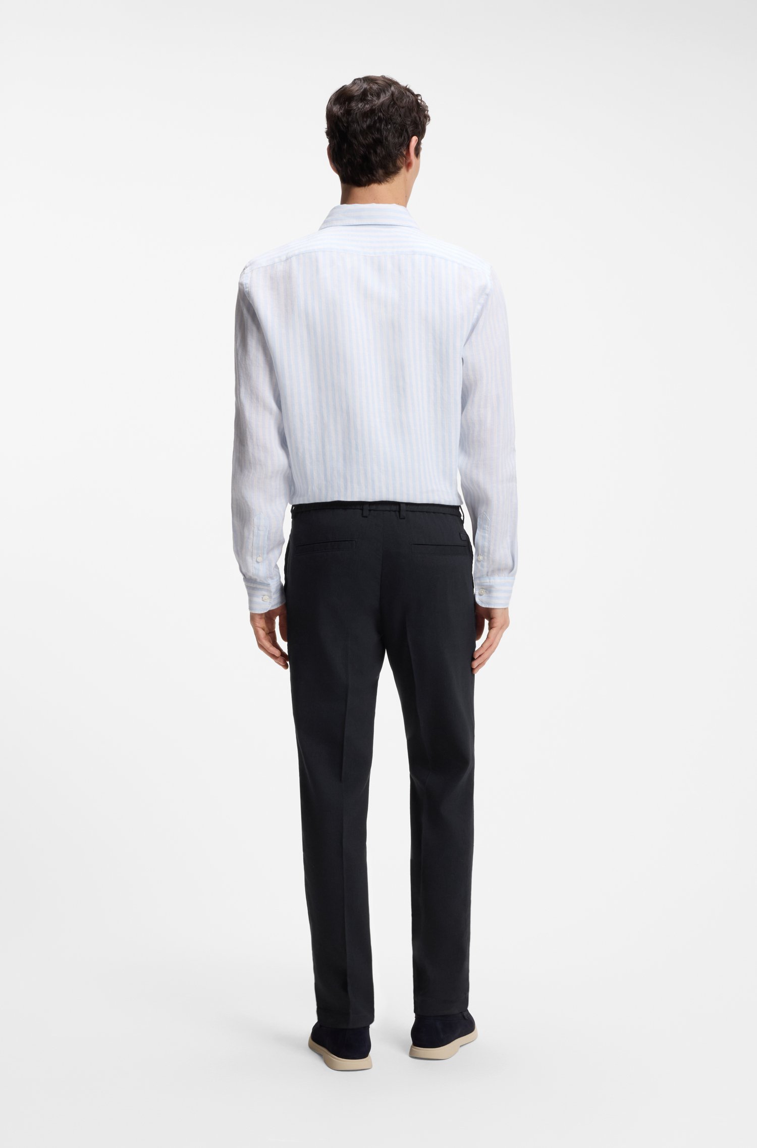 Boss Modern-fit trousers in a linen blend byxor herr – bild 2