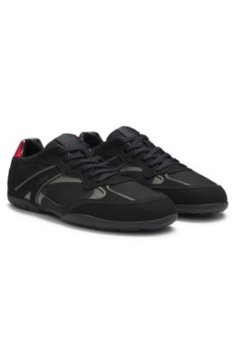 Trainers in mesh and faux suede, Black