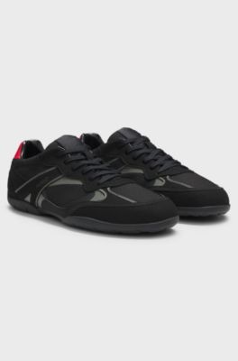 Trainers in mesh and faux suede, Black