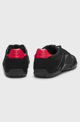 Trainers in mesh and faux suede, Black