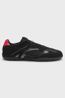 Sneakers in mesh e pelle scamosciata sintetica, Nero