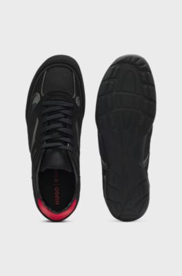Sneakers in mesh e pelle scamosciata sintetica, Nero