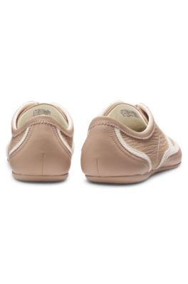 Low-top trainers with leather and suede, Light Brown