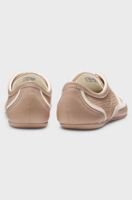 Low-top trainers with leather and suede, Light Brown