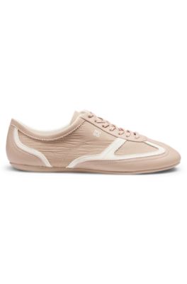 Low-top trainers with leather and suede, Light Brown