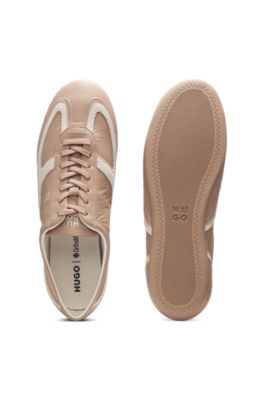 Low-top trainers with leather and suede, Light Brown