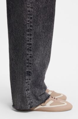 Sneakers low-top in pelle e pelle scamosciata, Marrone chiaro