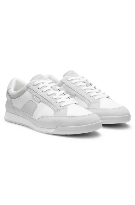 Suede trainers with logo details