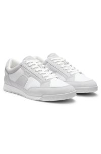 Suede trainers with logo details, White