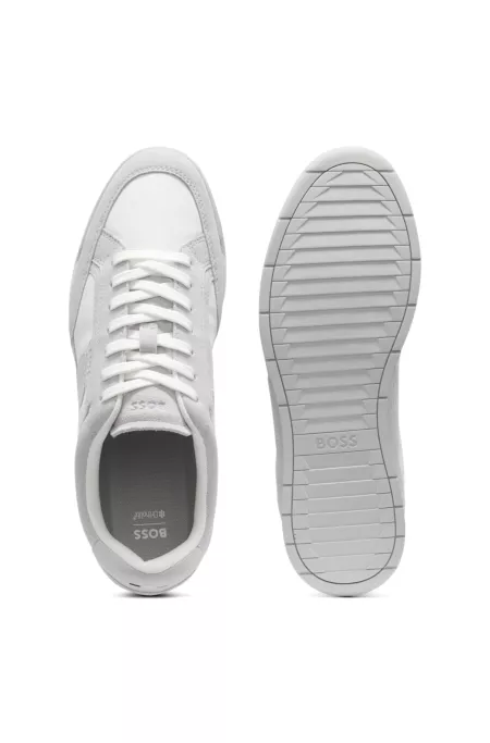 Suede trainers with logo details