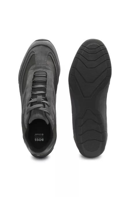 Suede trainers with textured trims