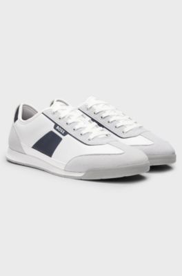 Low-top trainers with structured trims, White