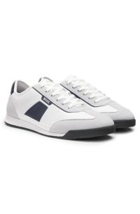 Low-top trainers with structured trims, White