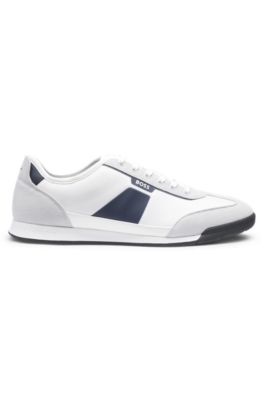 Low-top trainers with structured trims, White