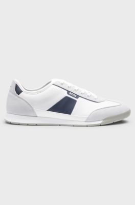 Low-top trainers with structured trims, White