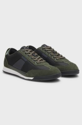 Low-top trainers with structured trims, Light Green