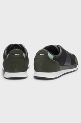 Low-top trainers with structured trims, Light Green