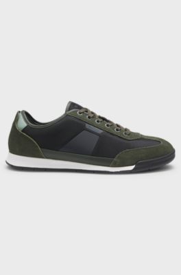 Low-top trainers with structured trims, Light Green