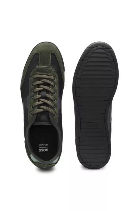 Low-top trainers with structured trims