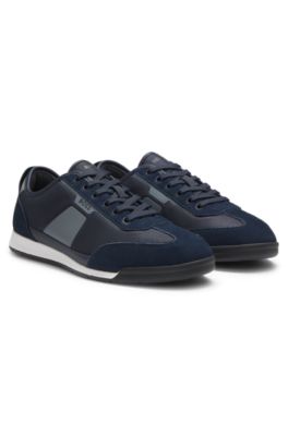 Low-top trainers with structured trims, Dark Blue