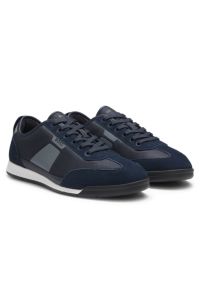 Low-top trainers with structured trims, Dark Blue