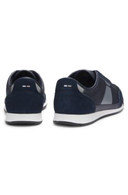 Low-top trainers with structured trims, Dark Blue