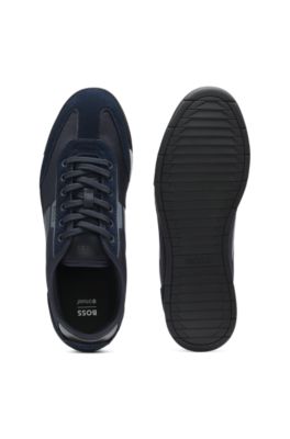 Low-top trainers with structured trims, Dark Blue