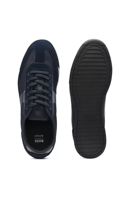 Low-top trainers with structured trims