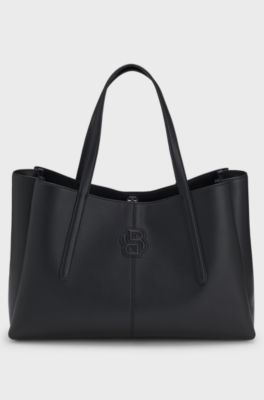 Tote bag with padded Double B monogram, Black
