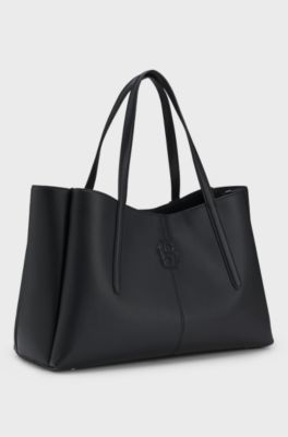 Tote bag with padded Double B monogram, Black