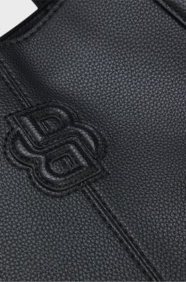 Tote bag with padded Double B monogram, Black