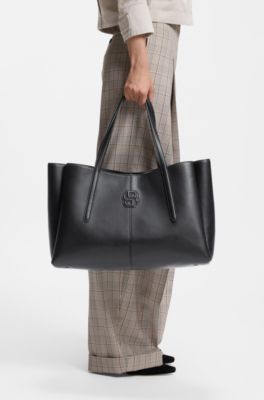 Tote bag with padded Double B monogram, Black