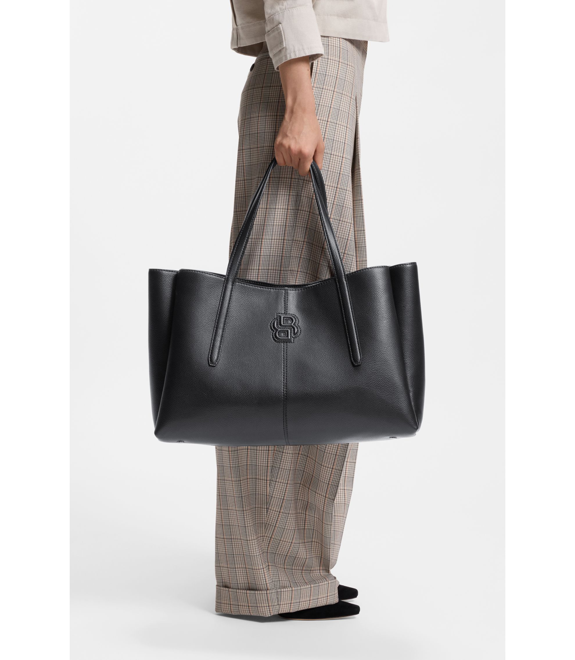 BOSS - Tote bag with padded Double B monogram - Black