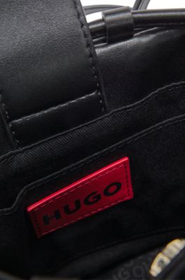 Quilted faux-leather bucket bag with stacked logo, Black