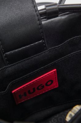Quilted faux-leather bucket bag with stacked logo, Black