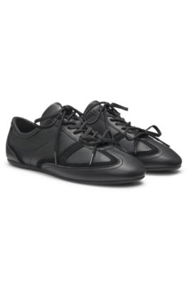 Nappa-leather trainers with suede trims, Black