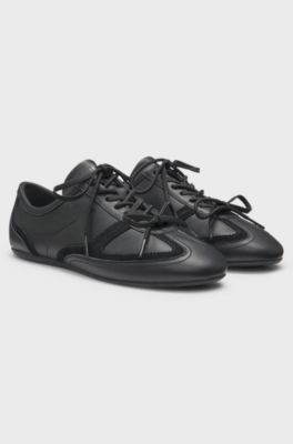 Nappa-leather trainers with suede trims, Black