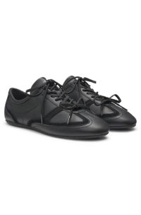 Nappa-leather trainers with suede trims, Black