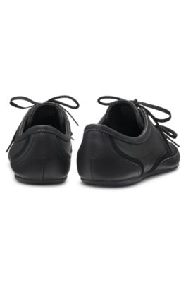 Nappa-leather trainers with suede trims, Black