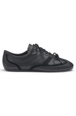 Nappa-leather trainers with suede trims, Black