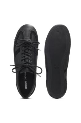 Nappa-leather trainers with suede trims, Black