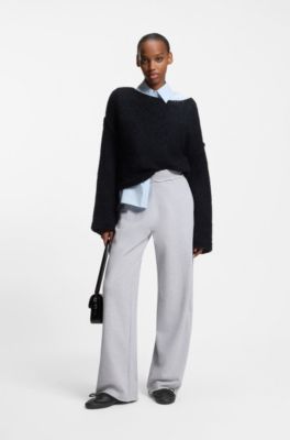 Baskets en cuir nappa avec finitions en cuir su&eacute;d&eacute;, Noir