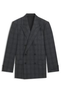 BECKHAM x BOSS slim-fit suit jacket in checked wool, Grey Patterned