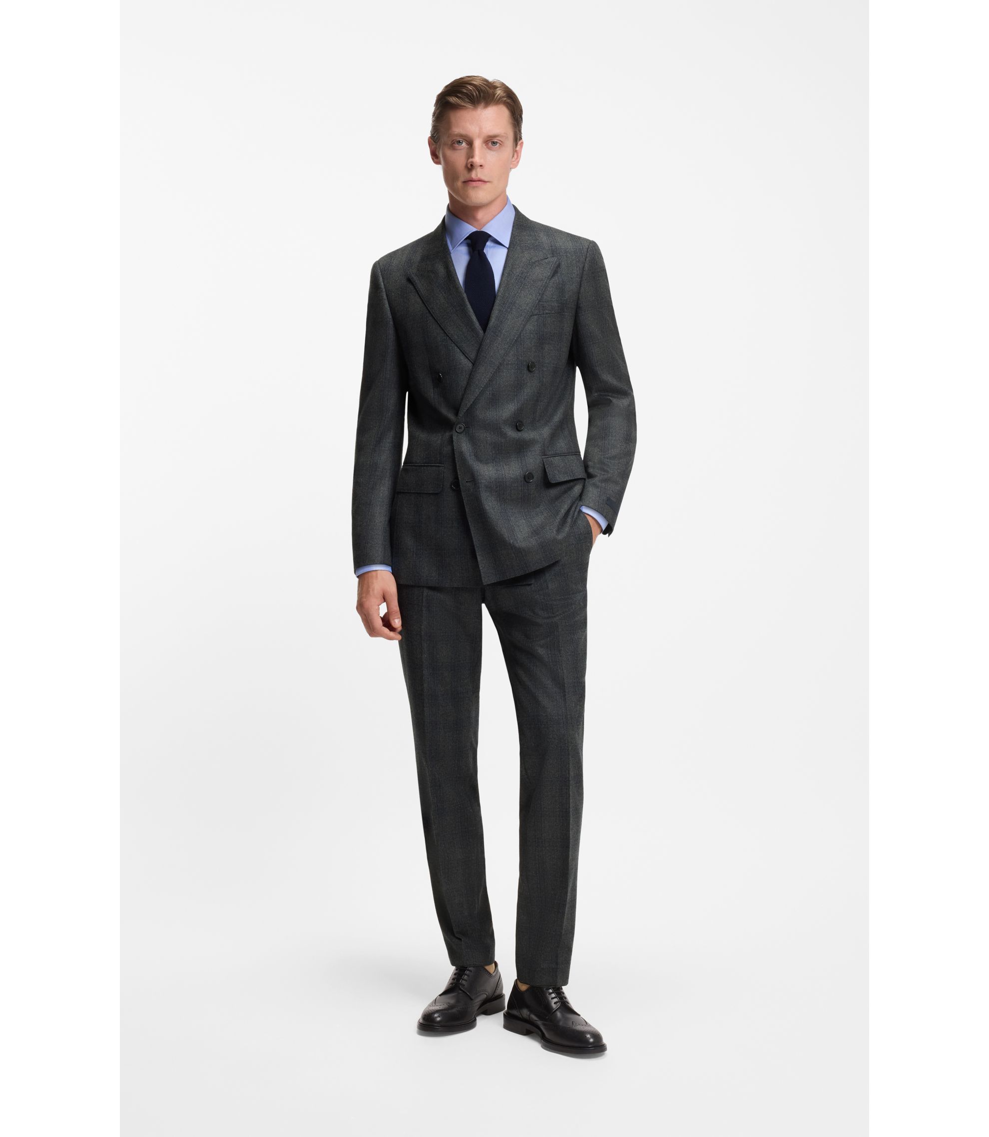 ヒューゴボス イタリア製 バーティカルストライプ スーツ セットアップ M HUGO BOSS メンズスーツ セットアップ M ヒューゴボス イタリア製