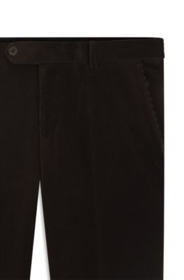 BECKHAM x BOSS pleat-front trousers in striped cotton, Dark Brown