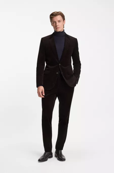 BECKHAM x BOSS pleat-front trousers in striped cotton