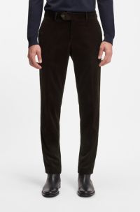 BECKHAM x BOSS pleat-front trousers in striped cotton, Dark Brown