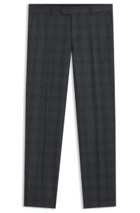 BECKHAM x BOSS slim-fit trousers in checked virgin wool, Dark Grey