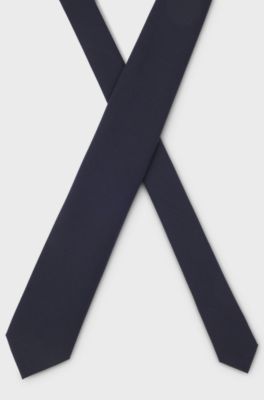 Wool-blend tie with stretch, Dark Blue
