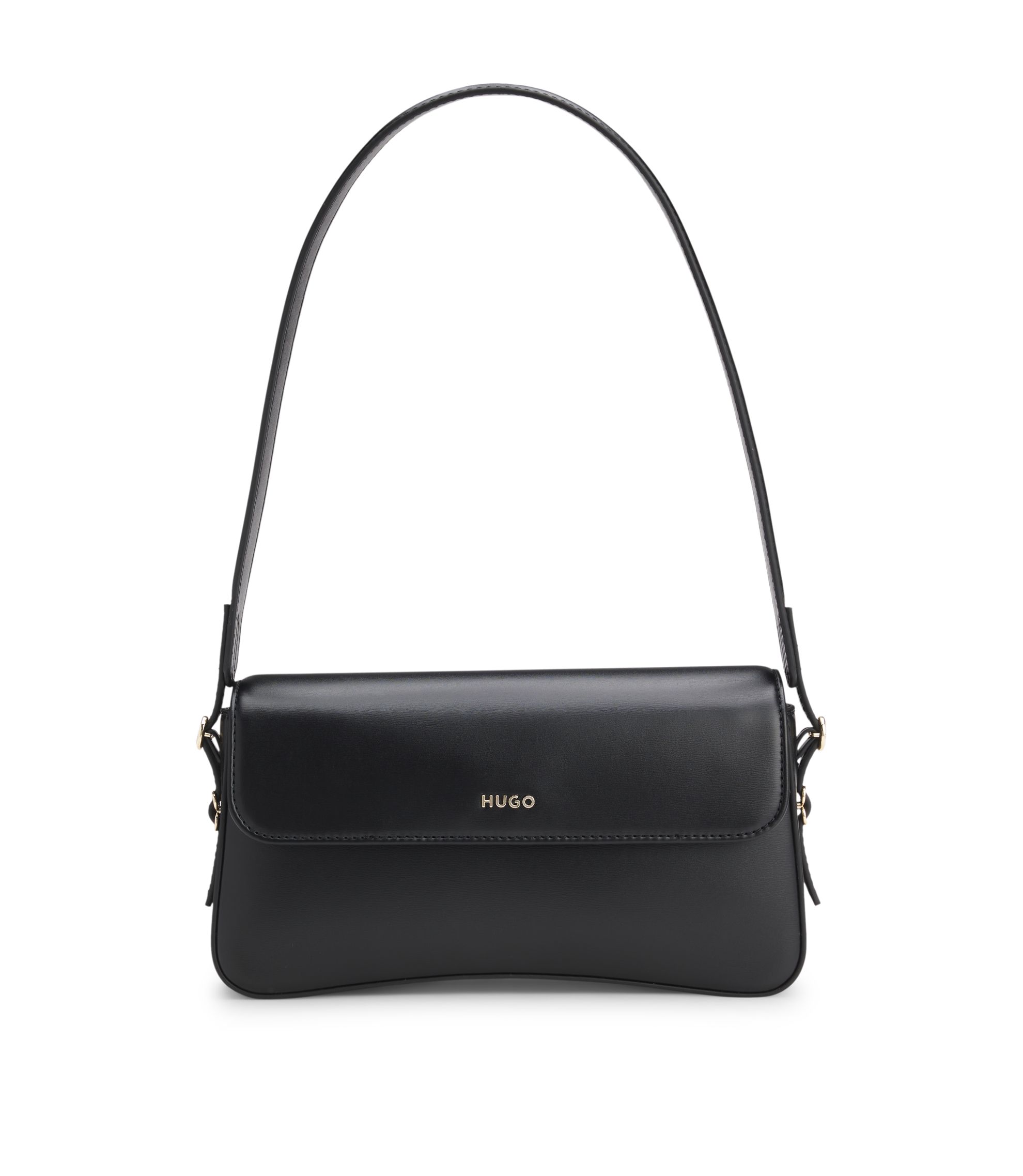 Schultertasche aus Kunstleder mit Logo-Schriftzug